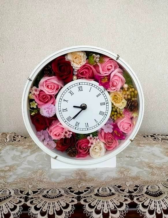 ソープフラワーのアレンジ（花時計）