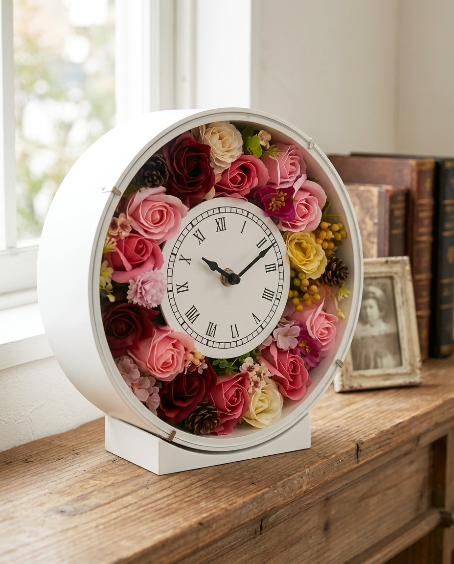 ソープフラワーのアレンジ（花時計）