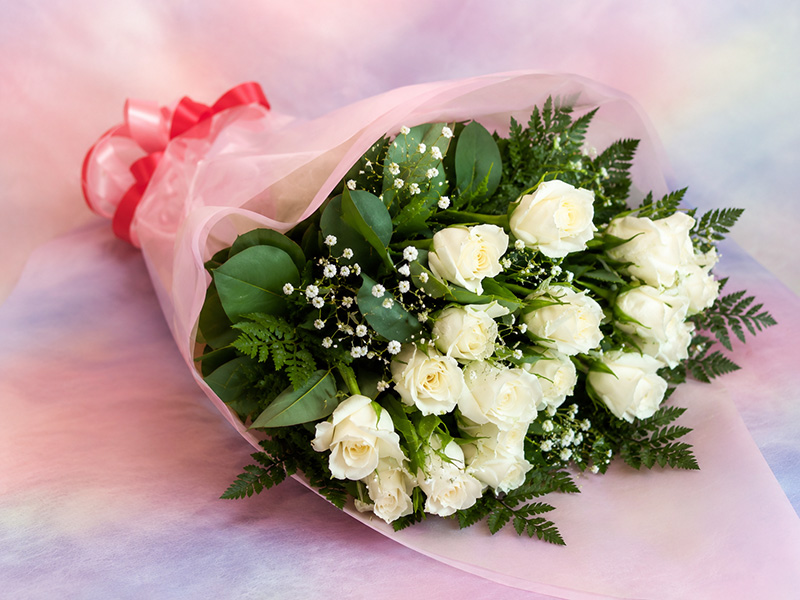 お好きな本数で♪白バラの花束