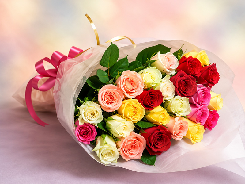 お好きな本数で♪ミックスバラの花束